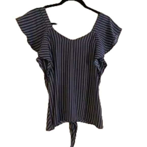 ✨Striped Navy & White Front Tie Blouse✨ - Picture 3 of 5